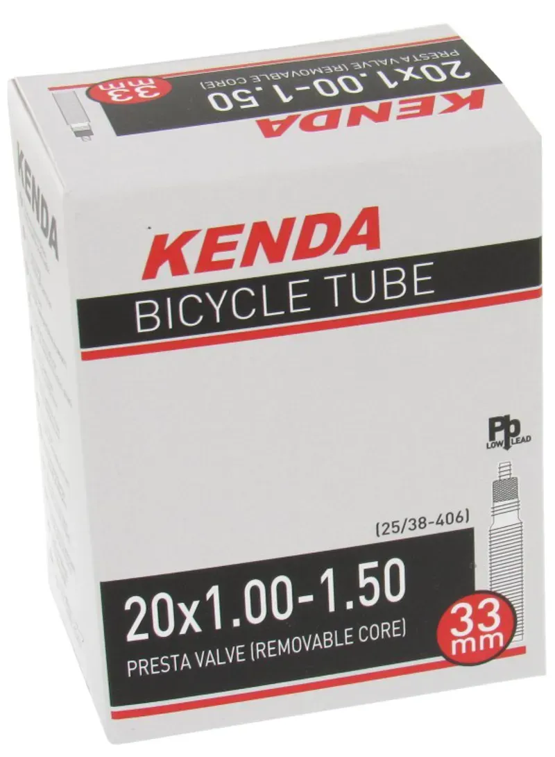 Kenda 20x1/1.50-inch/35/38-406c RV32 Threaded Inner Tube in Black