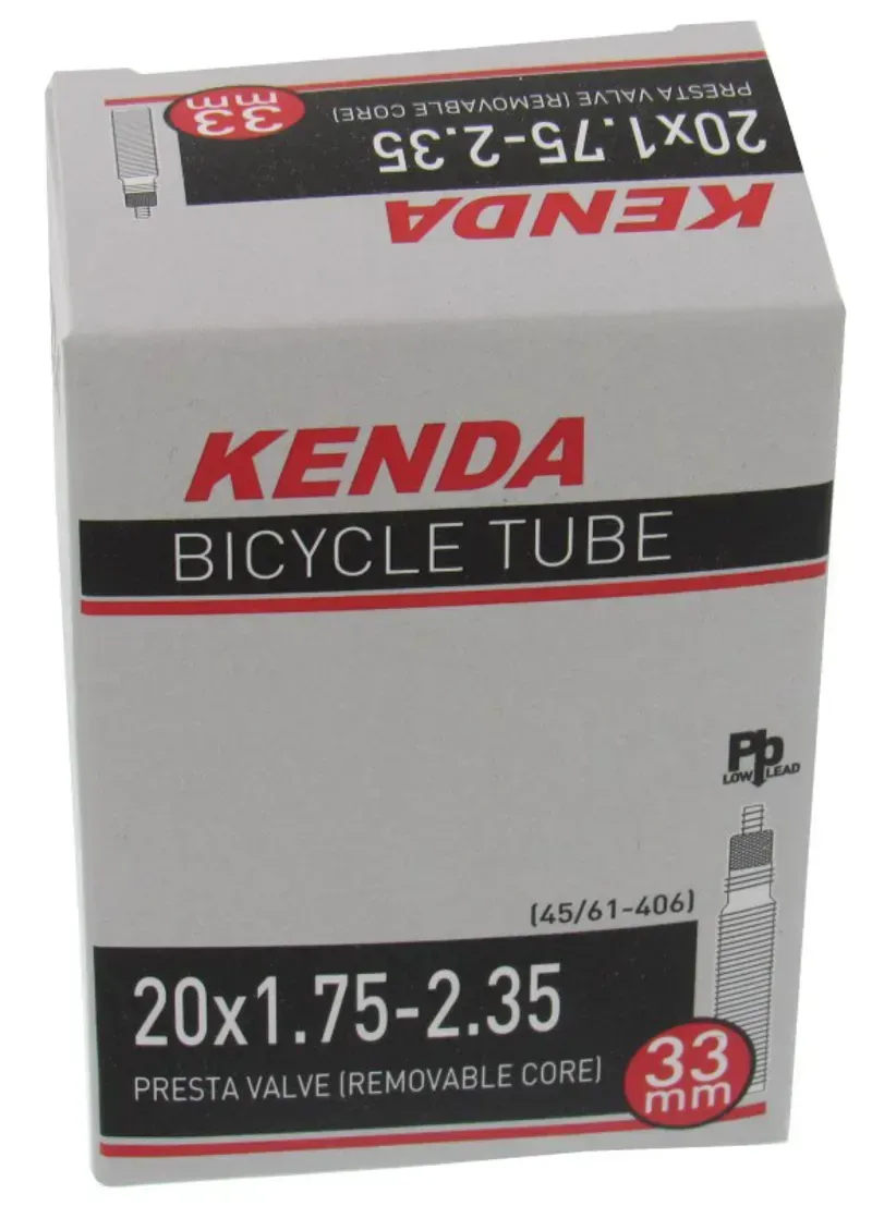 Kenda 20x1.75/2-235-inch 51/61-406 RV32 Threaded Inner Tube in Black