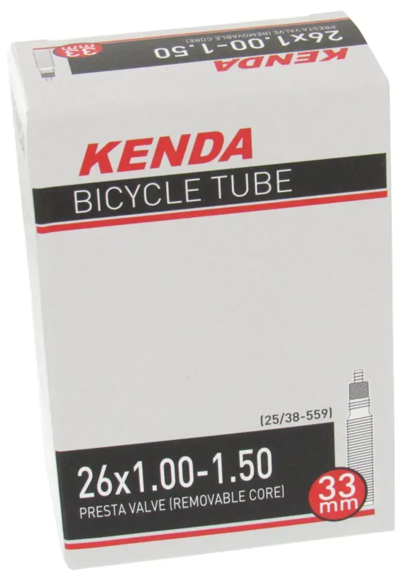 Kenda 26x1-1.50-inch 25/38-559 RV32 Threaded Inner Tube in Black