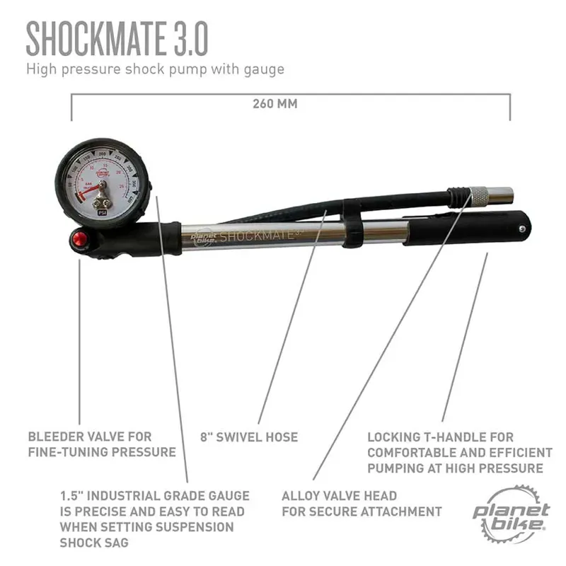 Planet Bike Shockmate 3.0 Fork and Shock Pump in Silver-4
