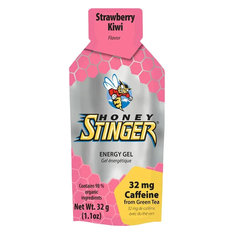 Honey Stinger Organic Kiwi Strawberry +Caffeine Gel Paks in Pink