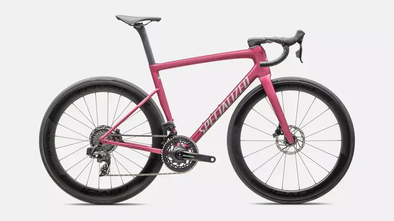 Specialized Tarmac SL8 Pro - SRAM Force eTap AXS Road Bike In  Satin Pink Tint Over Silver Dust/Silver Dust