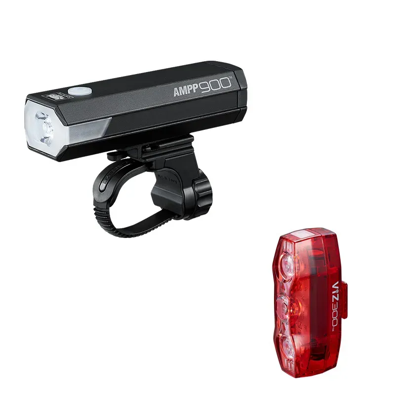 Cateye AMPP900/VIZ300 Combo Light Set in Black/Red