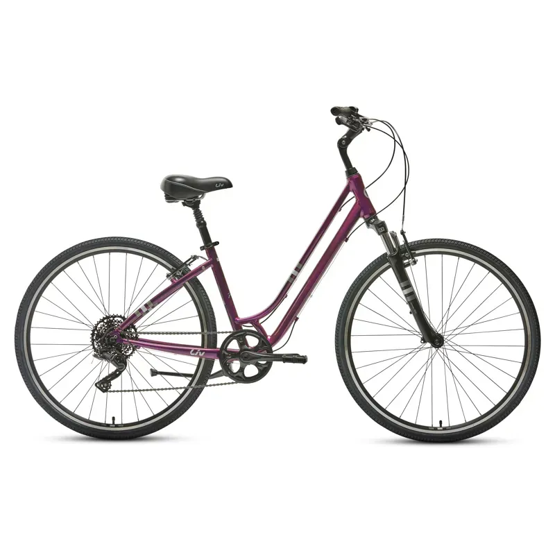Liv Flourish FS 1 Hybrid Bike in Chameleon Plum