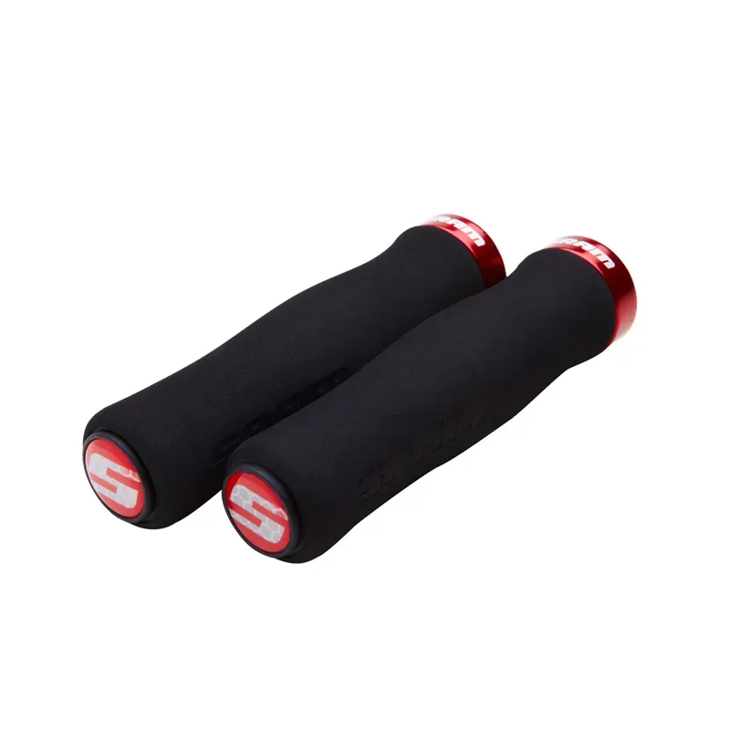 Sram 129mm Contour Foam Locking Grips w/ Clamp/End Plugs in Black/Red