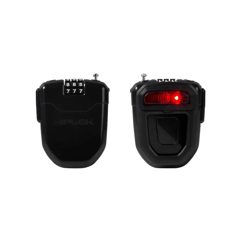 Hiplok FLX Retractable Combo Lock w/Rear Light in Black