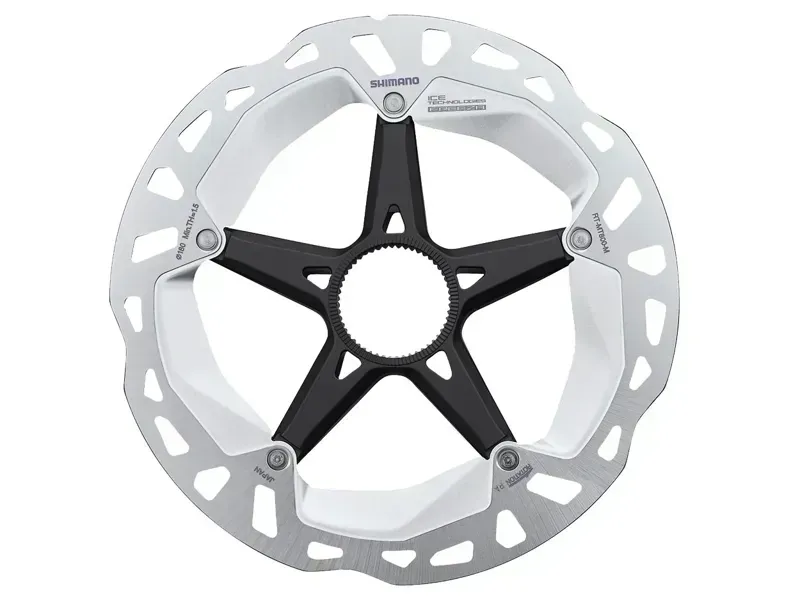 Shimano Deore XT RT-MT800-M Disc Brake Rotor With External Lockring - 180mm Center Lock Silver/ Black 180-1