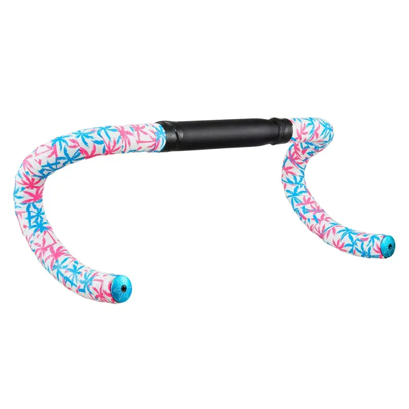 Supacaz Super Sticky Kush Miami Bar Tape and Plugs in Blue-1